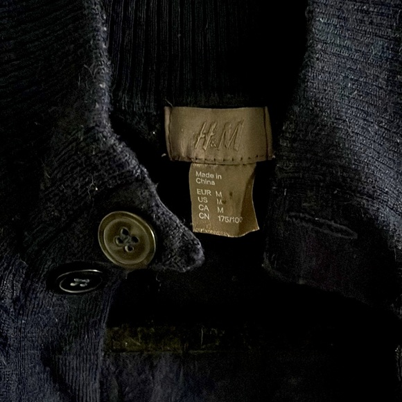 H&M Navy Elbow Patched High Neck Cardigan Women’s Size M - Picture 4 of 8